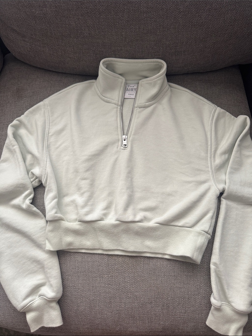 Aritzia TNA Airy Cropped Half-Zip Pullover Sweatshirt - Mint